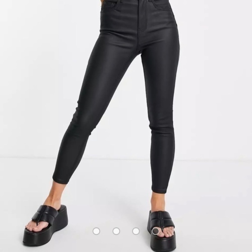ASOS Petite high waist denim in black coated 34